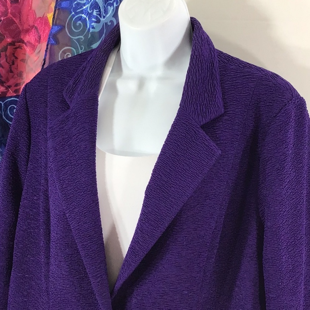 Chico’s purple textured button front blazer jacket L - Picture 2 of 10